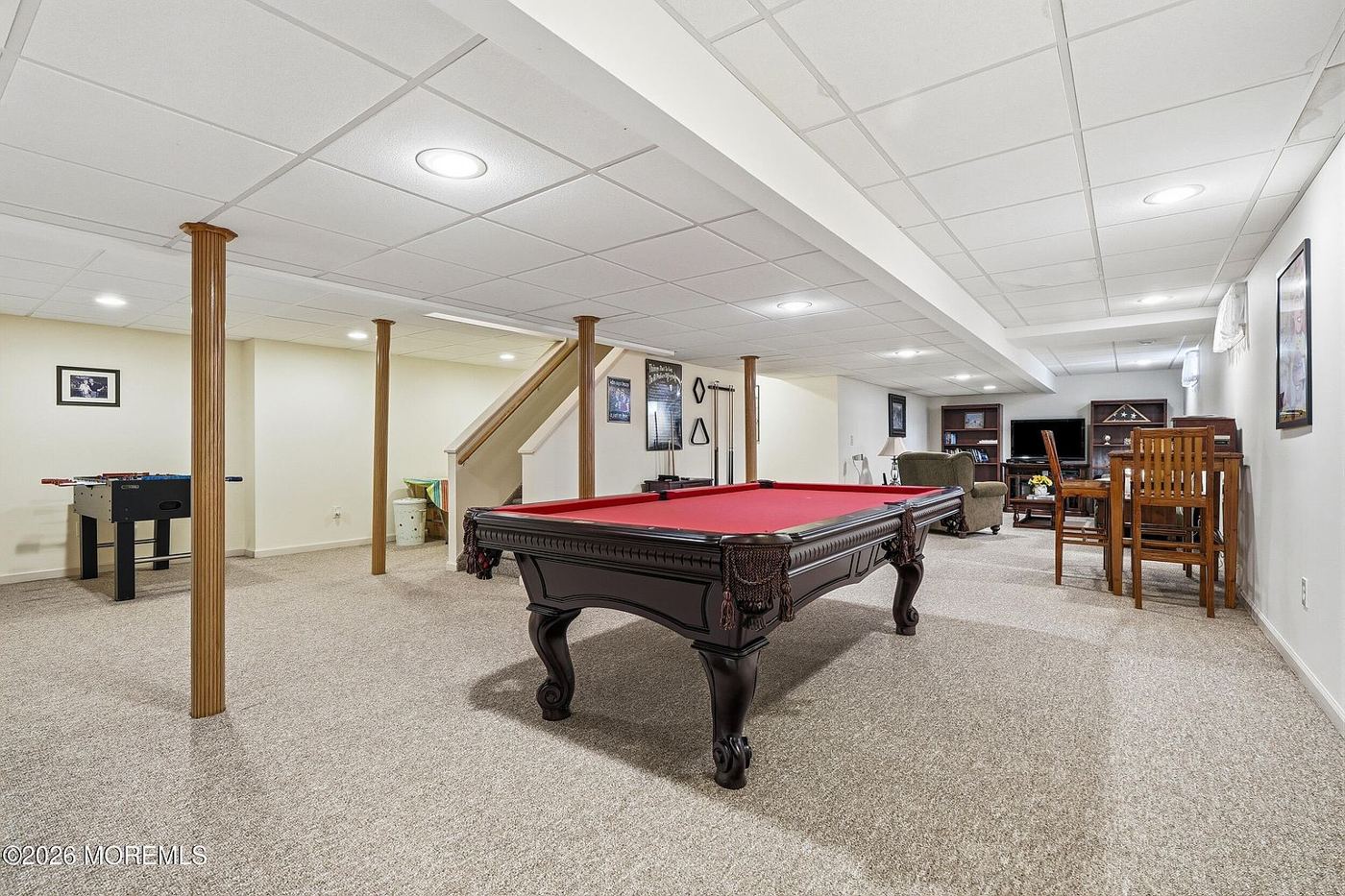 Finished basement with pool table