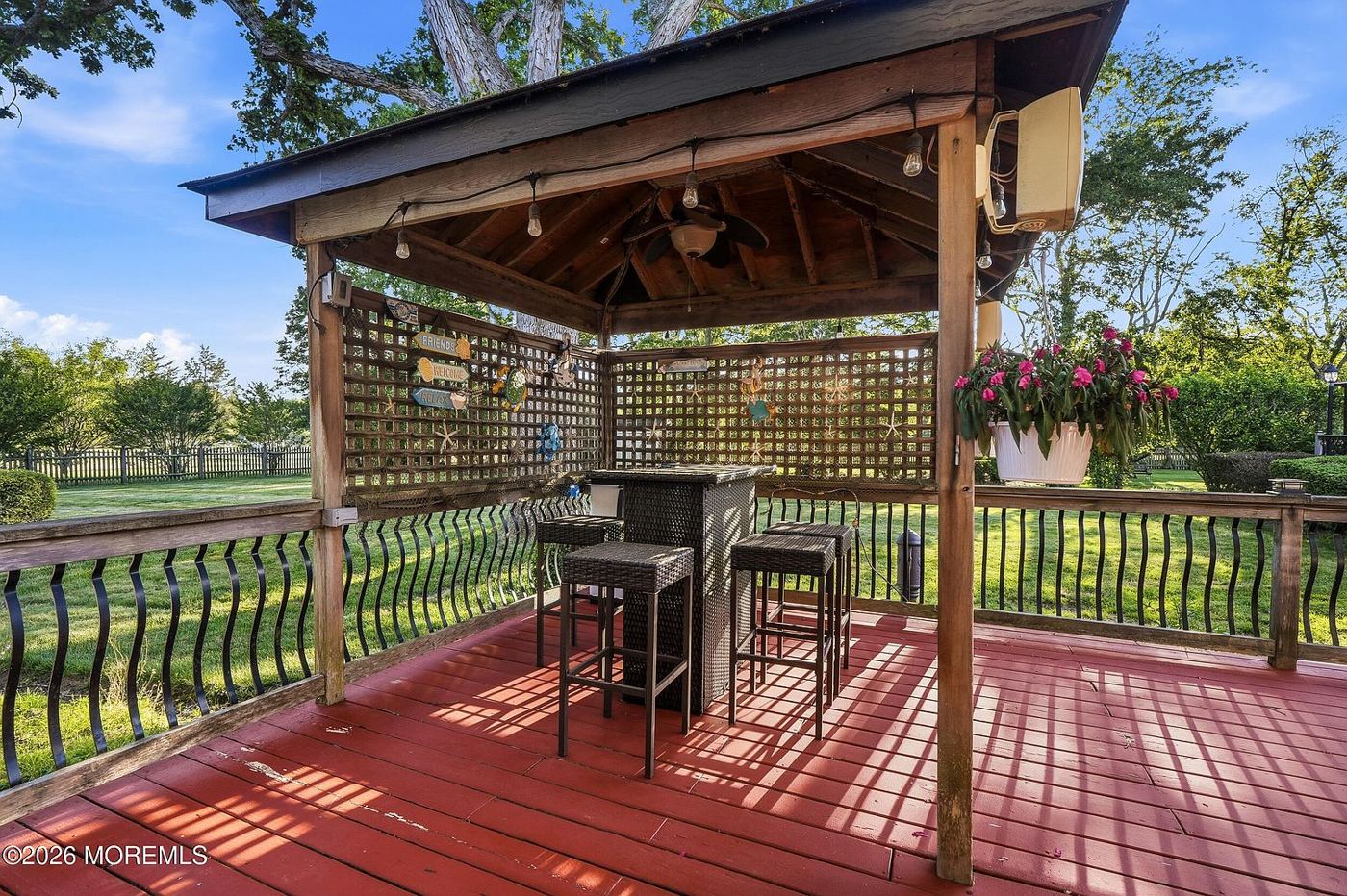 Covered gazebo seating on the deck